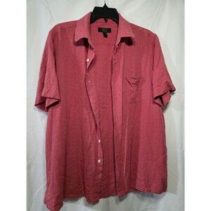 Club Room Men's Silk Blend Short Sleeve Button Up Shirt US L Pink